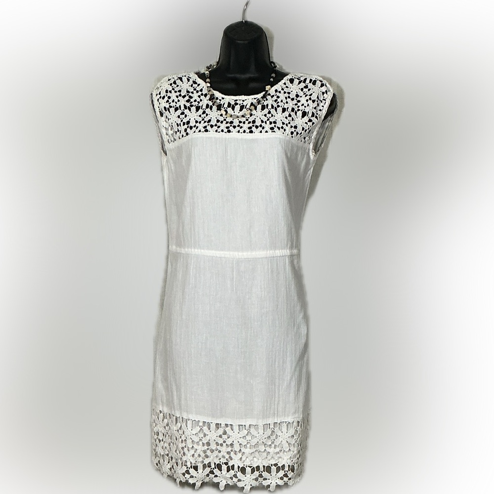 G.H. Bass & Co White Crochet Lace Mini Dress XS Coastal Summer